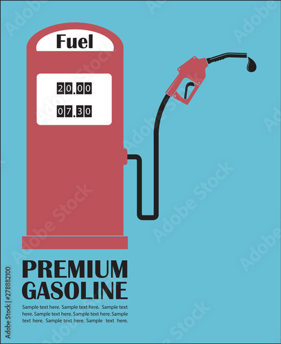 gasoline fuel pump nozzle poster with drop