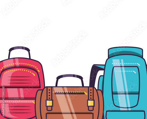 travel suitcases equipment isolated icons