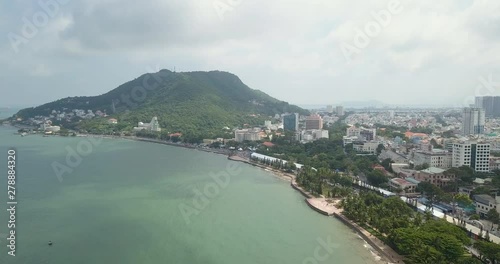 Vung Tau, Vietam, Asia, South-East Asia, 4k drone footage with beautiful views: buildings, resorts, coastline, the sea. 