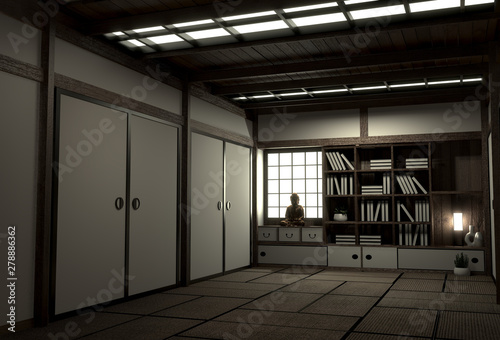 original room japanese style, Showa era , Design with the best Japanese room designers.3D rendering