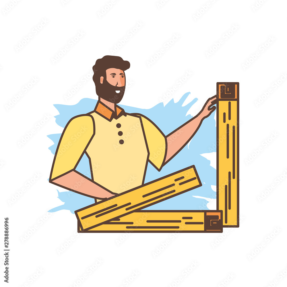 worker carpenter man with wooden