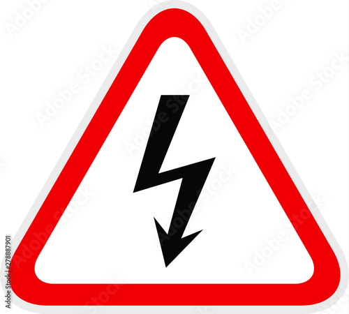 Triangular red Warning Hazard Symbol, vector illustration