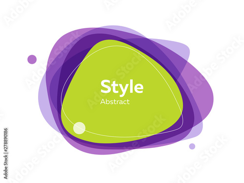 Green and purple rotating abstract graphic element. Dynamical colored form and line. Abstract banner with irregular shapes. Template for logo, flyer, presentation design. Vector illustration