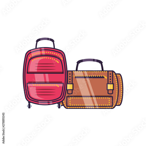 travel suitcases equipment isolated icons