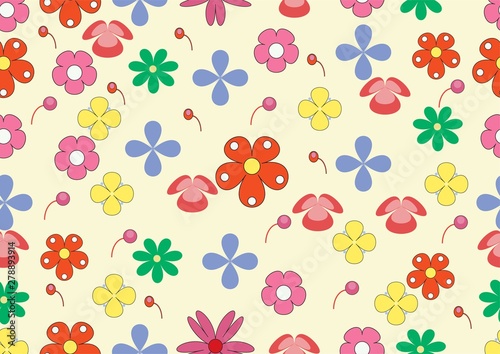 Wallpaper Mural There are many cute flower on the White background.Each flower is on many styles.flower card, seamless, isolates,vector and illustration design. Torontodigital.ca