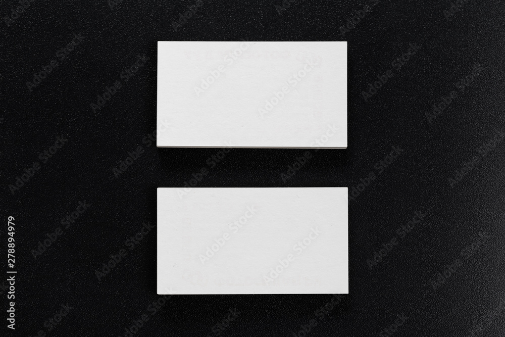 Mockup of business cards stack at dark background. Design concept. Template for branding identity.