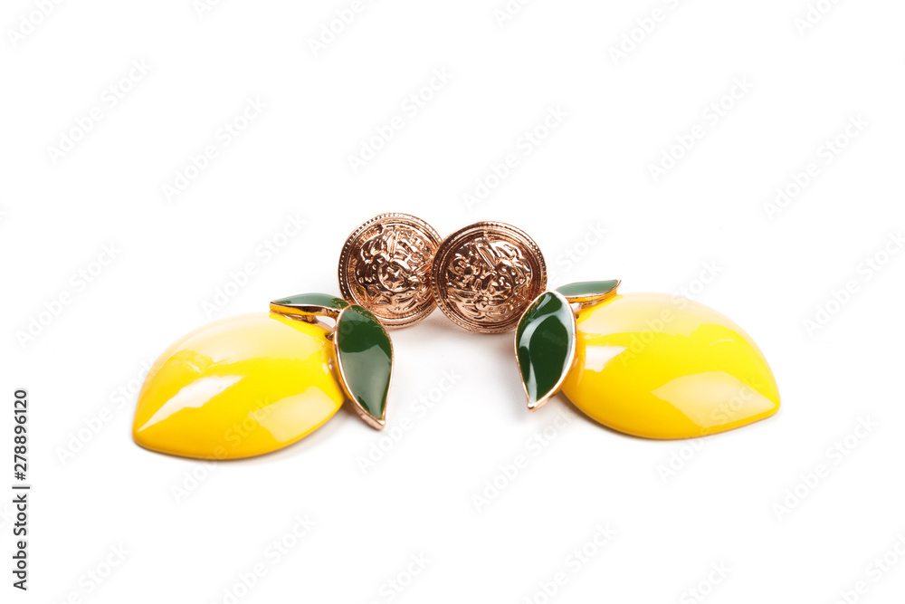 Fototapeta premium Colorful bright earrings isolated on white background - Image