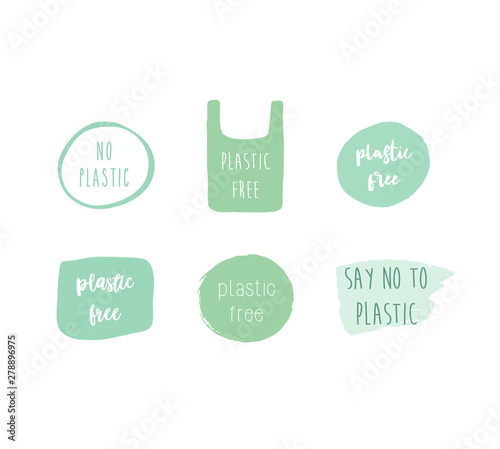 Plastic free green labels set design