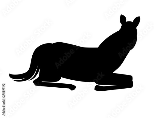 Black silhouette horse wild or domestic lying on ground animal cartoon design flat vector illustration isolated on white background