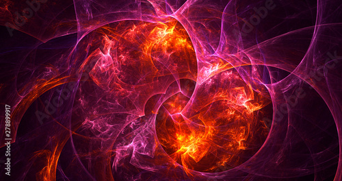 3D rendering abstract red fractal light background