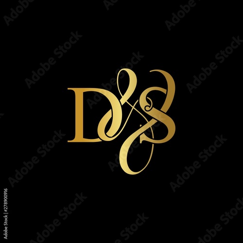 D & S DS logo initial vector mark. Initial letter D & S DS luxury art vector mark logo, gold color on black background.