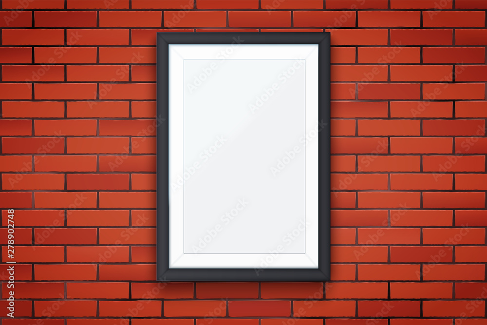 Red brick wall with picture frames Red brick wall with picture frames
