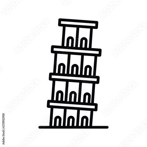 Land mark Pisa Italy tower icon 