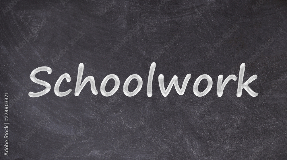 Obraz premium Schoolwork text written on blackboard