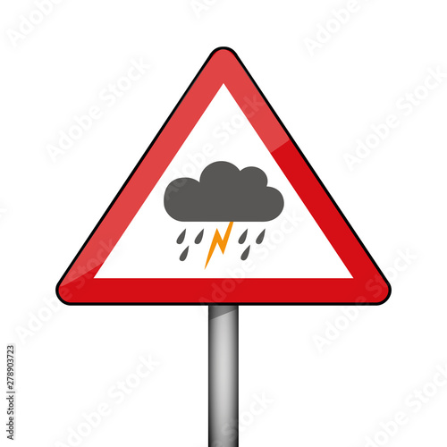 triangular warning sign thunderstorm weather vector illustration EPS10