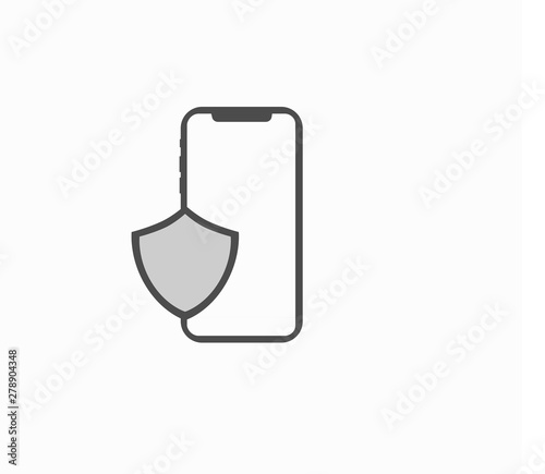 Vector icon - Smartphone with security protection, concept of mobile phone pr...