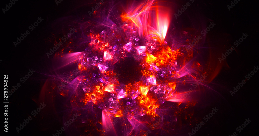 Fototapeta premium 3D rendering abstract red fractal light background