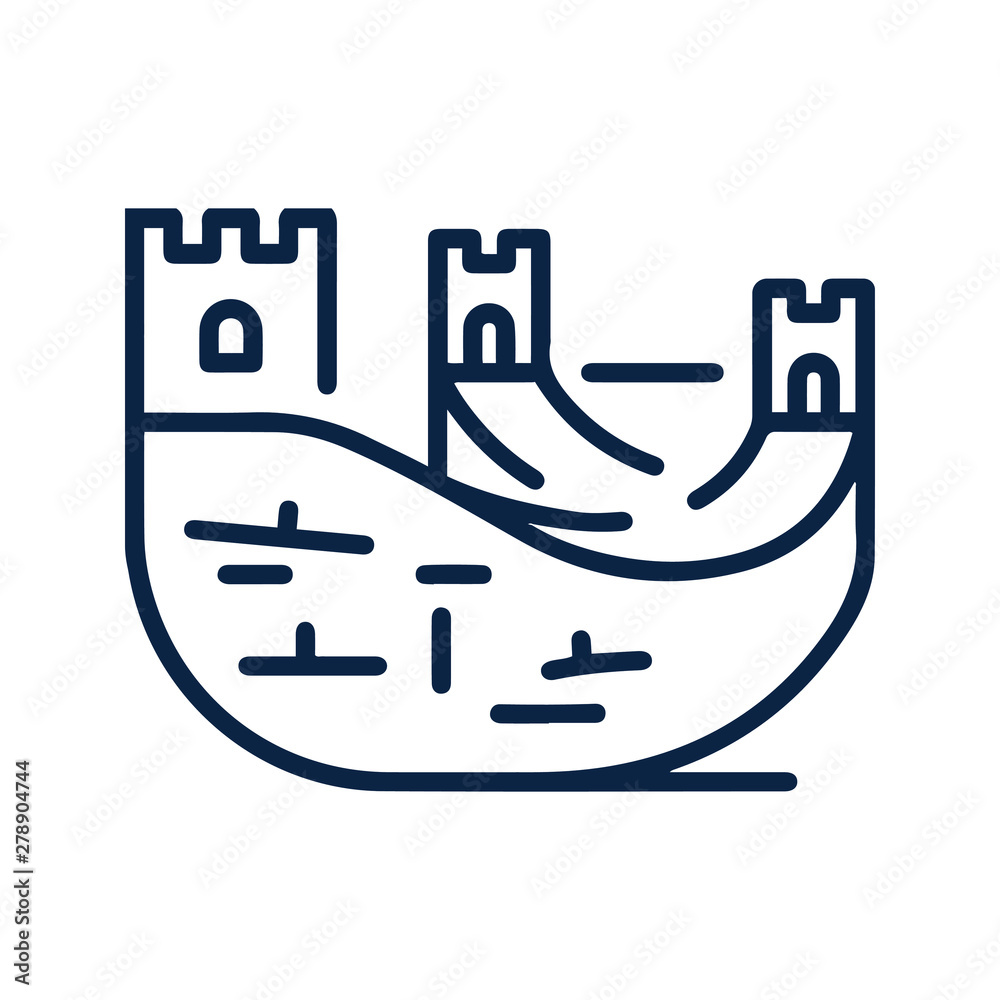Great wall Chinese tourism architecture icon Great wall Chinese tourism architecture icon