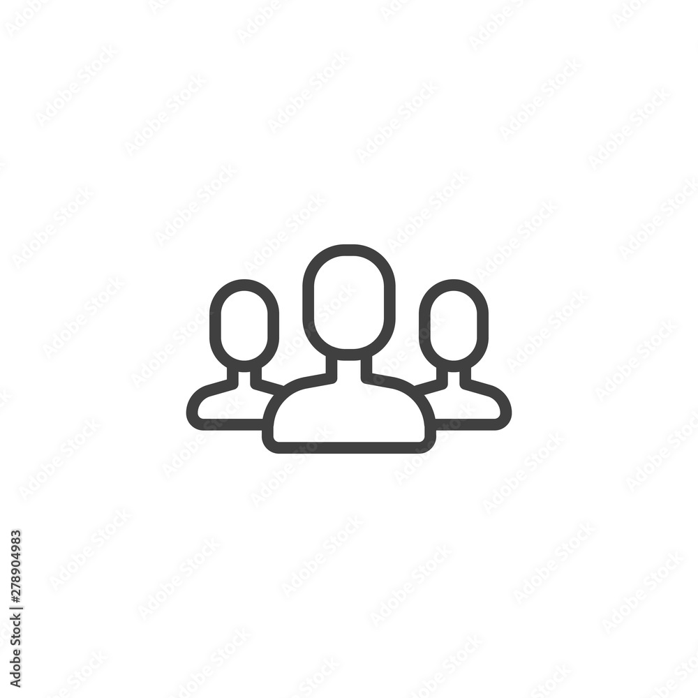 Social media group line icon. linear style sign for mobile concept and web design. People, user group outline vector icon. Symbol, logo illustration. Vector graphics Social media group line icon. linear style sign for mobile concept and web design. People, user group outline vector icon. Symbol, logo illustration. Vector graphics