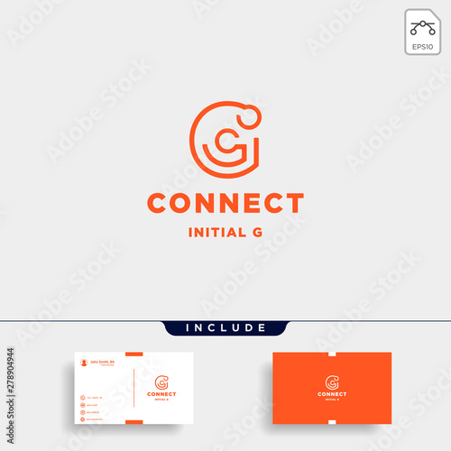initial g connection logo design technology symbol icon