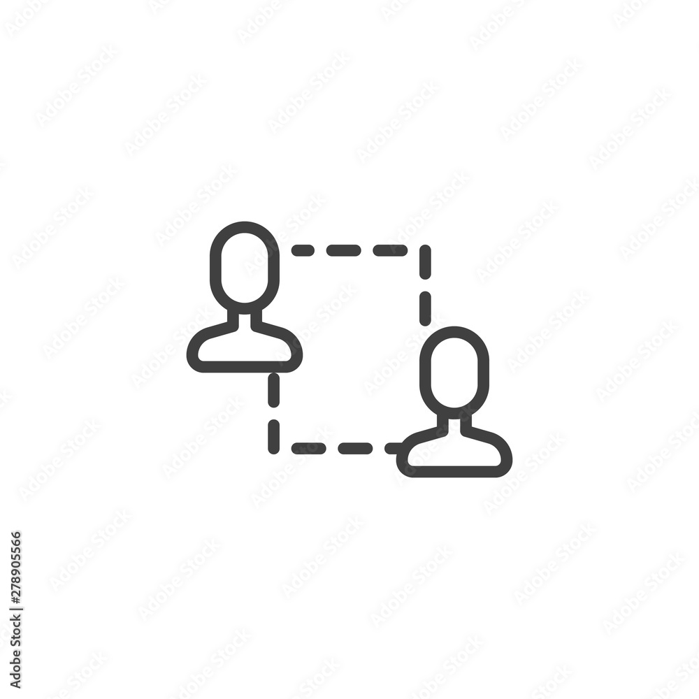 Social networking line icon. linear style sign for mobile concept and web design. People network connection outline vector icon. Communication symbol, logo illustration. Vector graphics Social networking line icon. linear style sign for mobile concept and web design. People network connection outline vector icon. Communication symbol, logo illustration. Vector graphics
