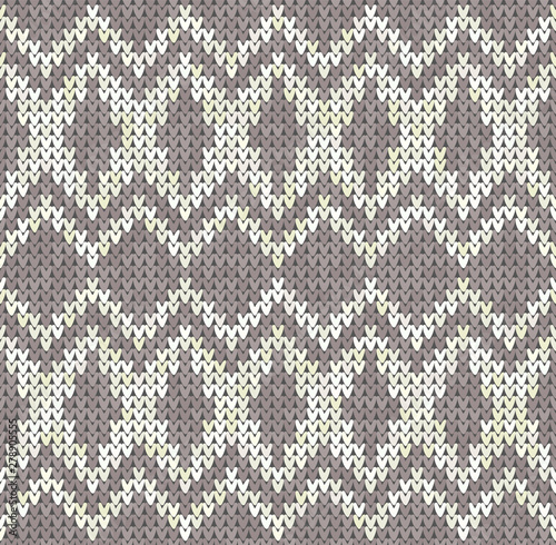 Knitting classic vintage geometric pattern. Knitted realistic ethnic seamless background, texture. Vector national seamless background for banner, site, greeting card, wallpaper. Vector Illustration.