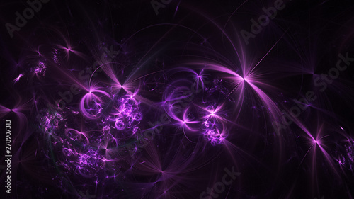 Abstract transparent violet crystal shapes. Fantasy light background. Digital fractal art. 3d rendering. © Klavdiya Krinichnaya