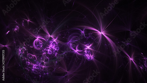 Abstract transparent violet crystal shapes. Fantasy light background. Digital fractal art. 3d rendering.