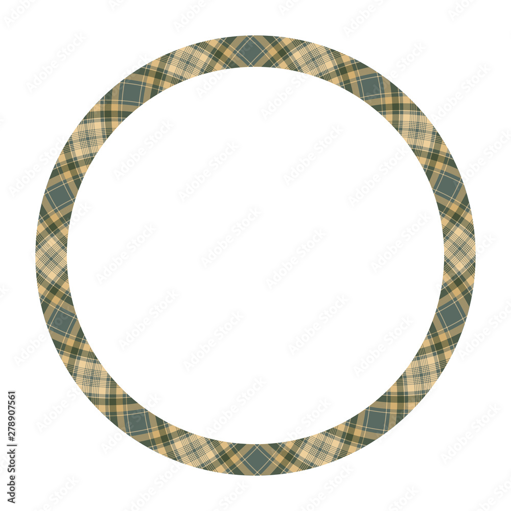 Circle borders and frames vector. Round border pattern geometric vintage frame design. Scottish tartan plaid fabric texture. Template for gift card, collage, scrapbook or photo album and portrait.. Circle borders and frames vector. Round border pattern geometric vintage frame design. Scottish tartan plaid fabric texture. Template for gift card, collage, scrapbook or photo album and portrait..