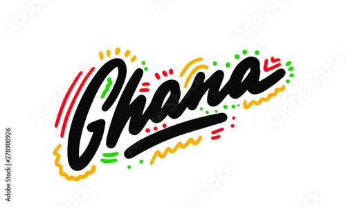 Ghana Word Text with Creative Handwritten Font Design Vector Illustration.