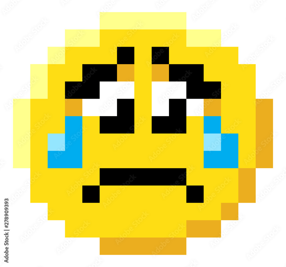 Obraz premium An emoji emoticon face icon in a pixel art 8 bit video game style