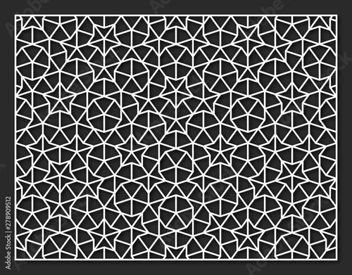 Laser cutting panel. A Penrose tiling. Vector geometric template.