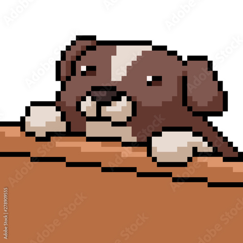 vector pixel art dog play