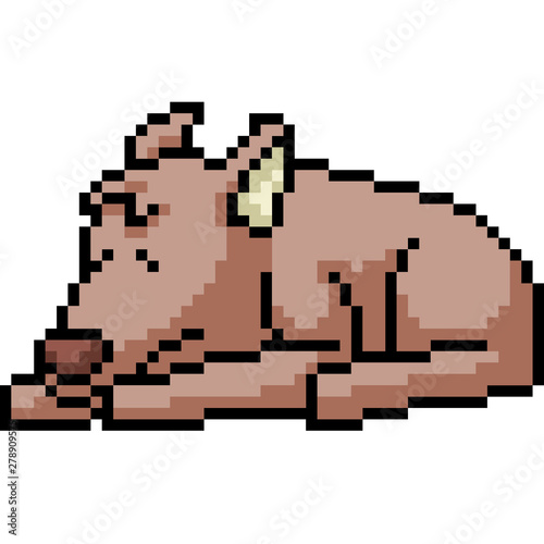 vector pixel art dog sick