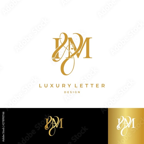I & M / IM logo initial vector mark. Initial letter I and M IM logo luxury vector logo template.