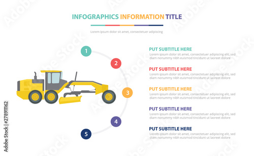 grader infographic template concept with five points list and various color with clean modern white background - vector