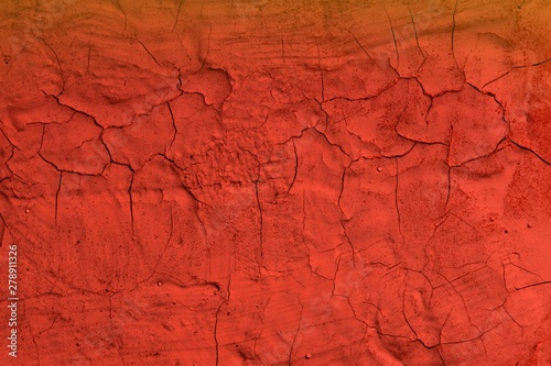 red old grunge cracked stucco texture - beautiful abstract photo background