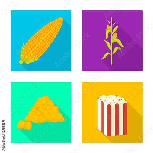 Isolated object of cornfield and vegetable sign. Set of cornfield and vegetarian stock symbol for web.