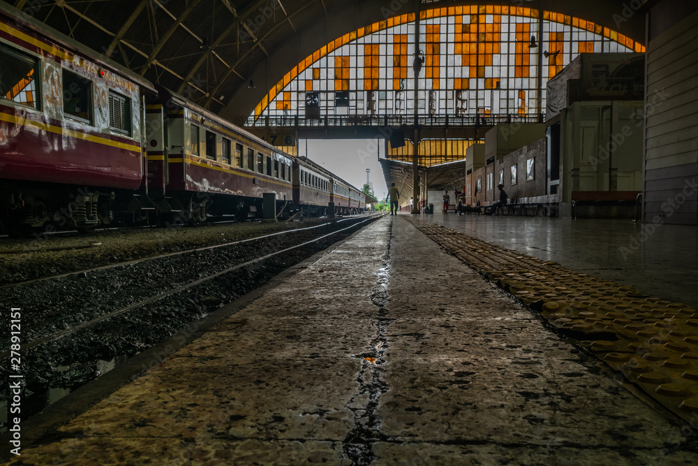 Surroundings around Bangkok Railway Station. Bangkok Railway Station or Hua Lamphong Station is the main railway station in Bangkok, Thailand.