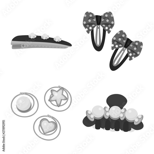 Vector design of hairdressing and hairclip sign. Set of hairdressing and fashion vector icon for stock.