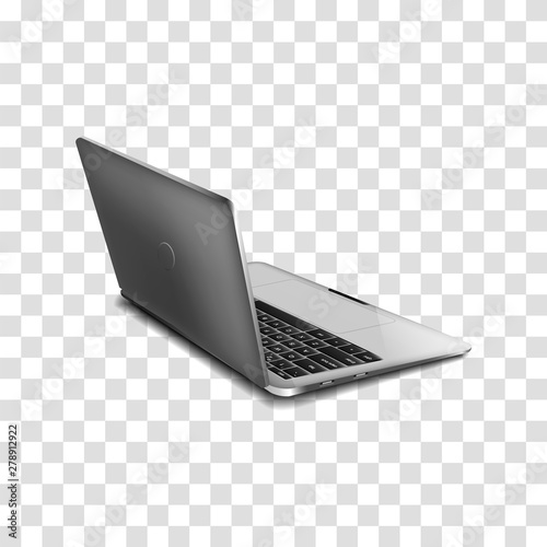 Modern laptops. Realistic mock-up on a transparent background. Rear and side view.
