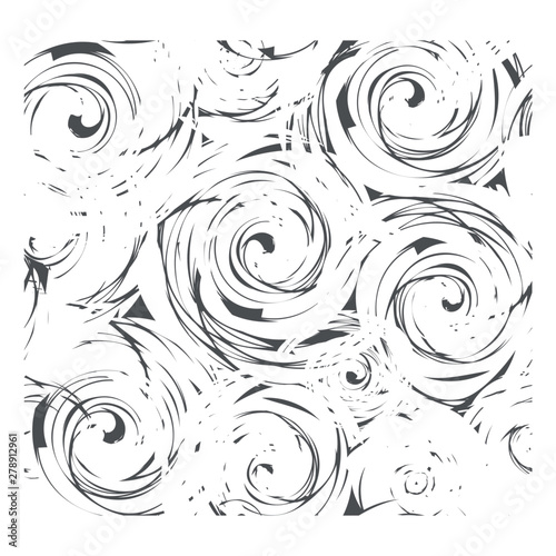 abstract floral background, black and white seamless pattern