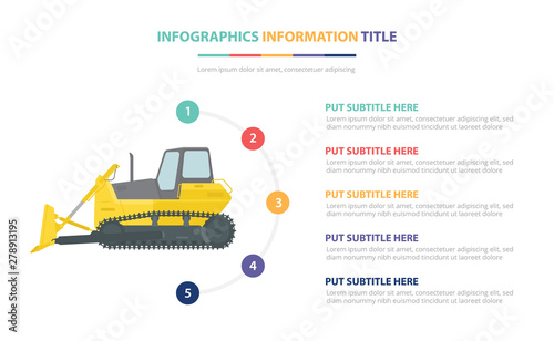 loader infographic template concept with five points list and various color with clean modern white background - vector