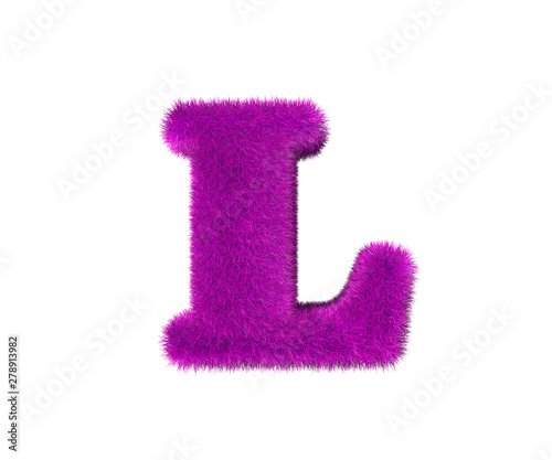 Wallpaper Mural purple wool alphabet isolated on white - letter L, fashion concept 3D illustration of symbols Torontodigital.ca