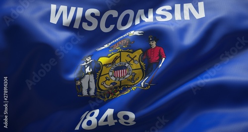 Official flag of the state of Wisconsin. United States of America. photo