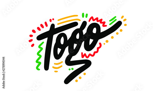 Togo  Word Text with Creative Handwritten Font Design Vector Illustration. - Vector
