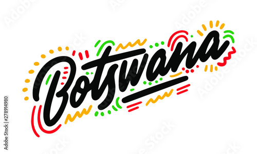 Botswana Handwritten Word Text   Swoosh Vector Illustration Design.