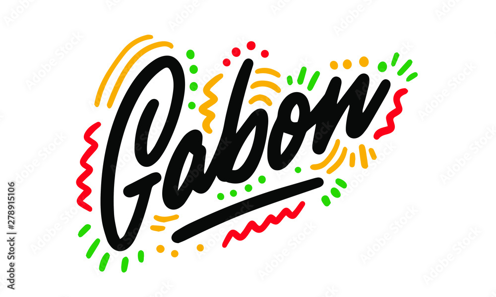 Gabon Word Text with Handwritten Design Vector Illustration.
