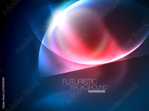 Blue neon bubbles and circles futuristic abstract background