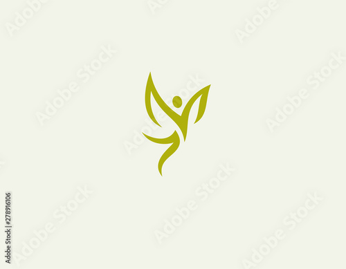 Photography Abstract geometric linear green logo icon man with butterfly wings